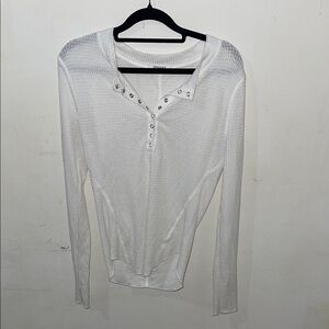 Zenana Outfitters White Long Sleeve Top with Button Detail